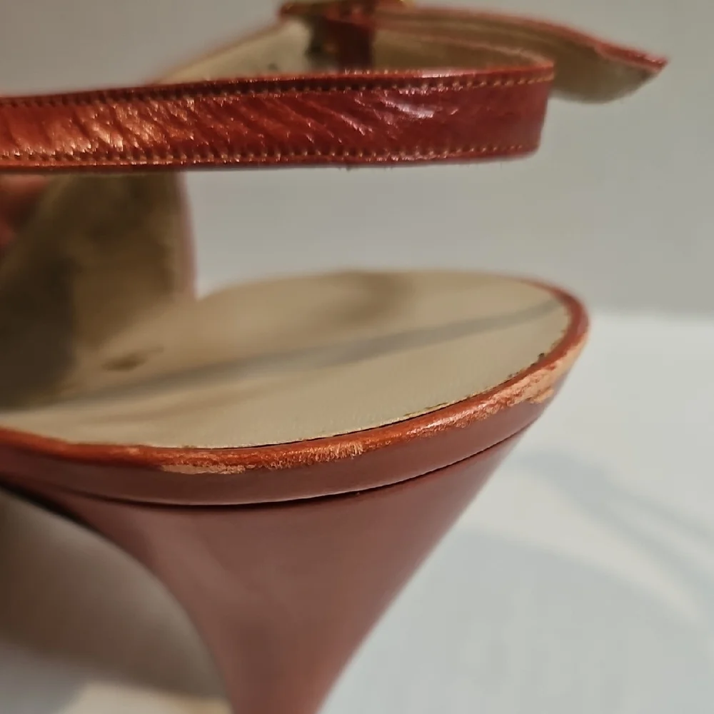 Salvatore Ferragamo Women's Rust Slingback Heels Size 7.5 AA - Picture 10 of 12